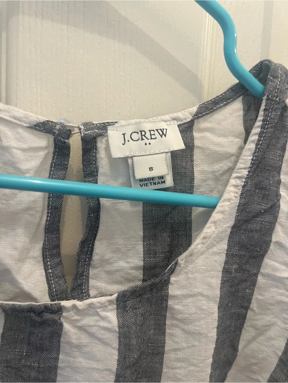 J. Crew Navy and White Vertical Stripe Tie-Hem Tank